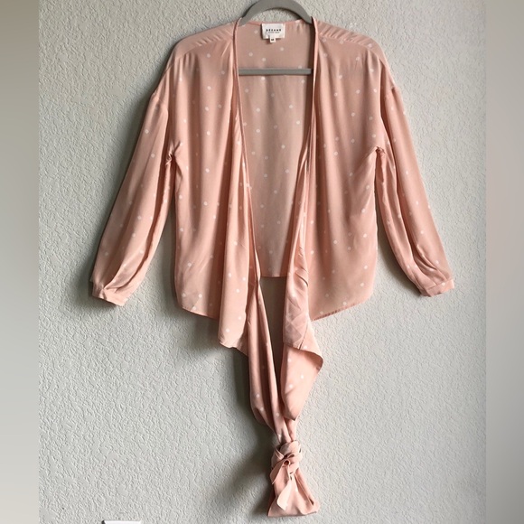 Sezane Anya Silk Wrap Top Pink Polka Dot 34 2 - Picture 1 of 16